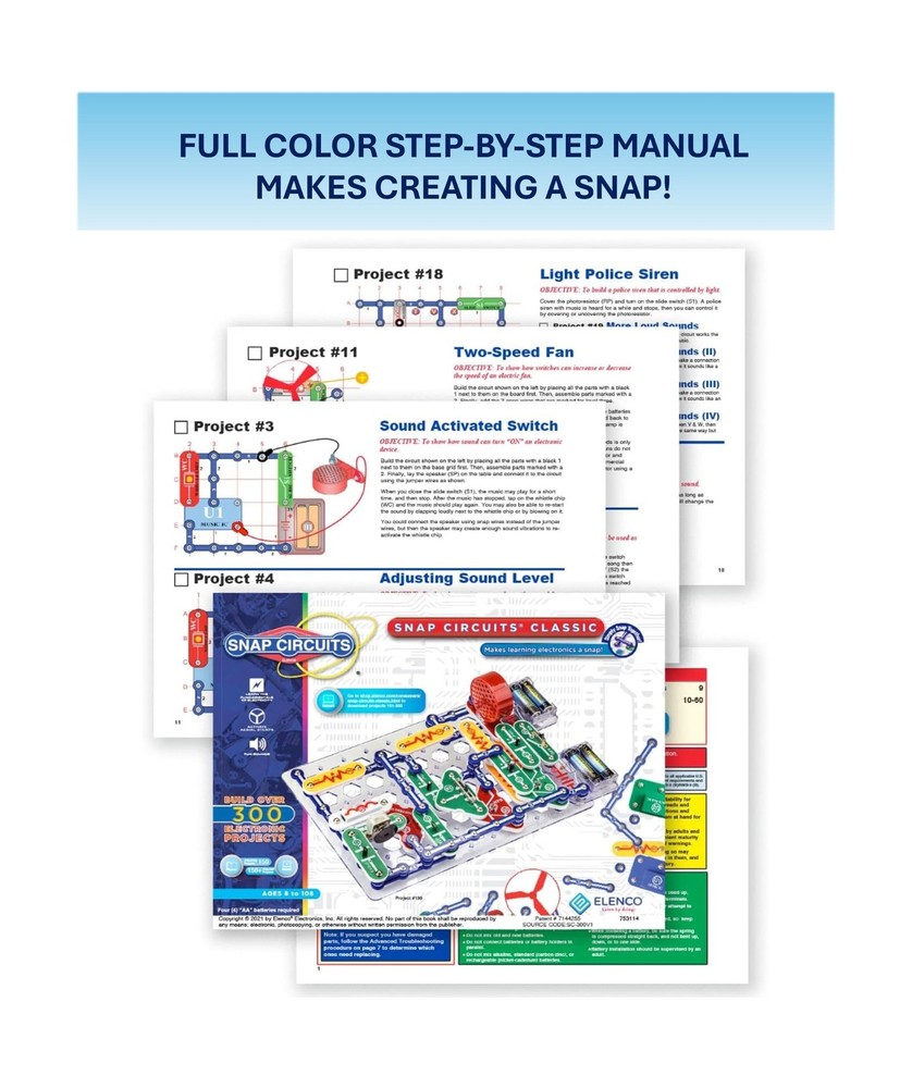 Snap Circuits Classic SC-300 Electronics Exploration Kit | Over 300 Projects ...