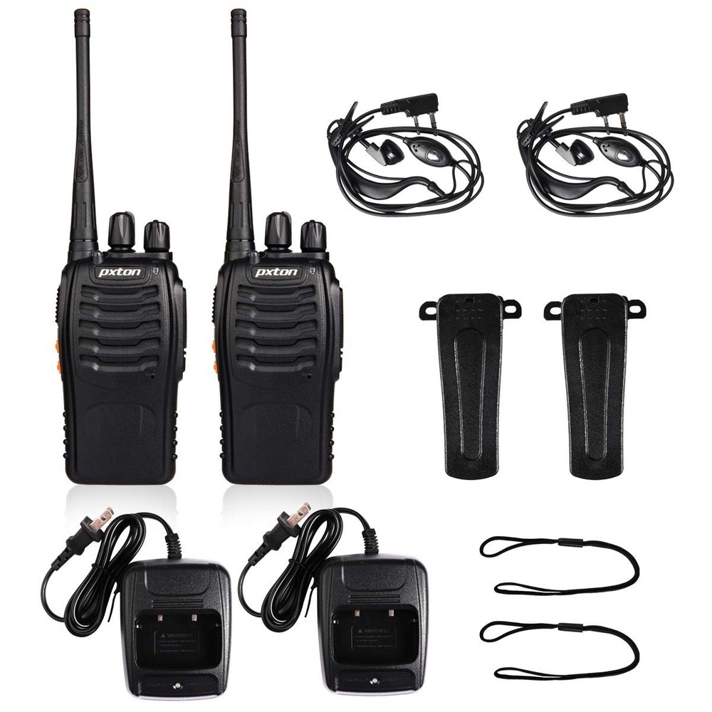 Long Range Rechargeable Two-Way Radios with Earpieces and Flashlight (2 Pack)