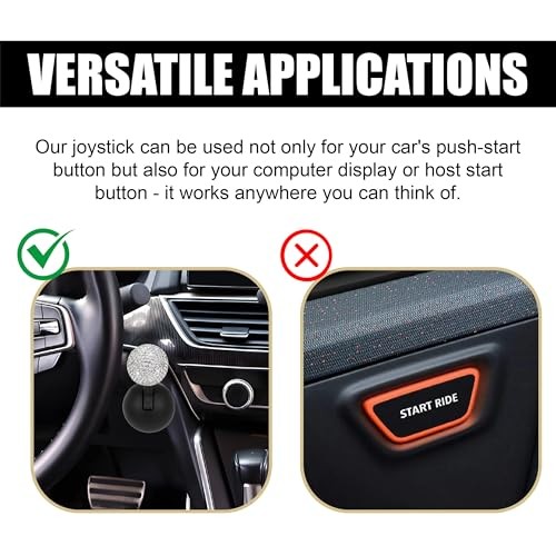 Bling Car Push Starter Button Cover, Rhinestone Auto Engine Joystick White
