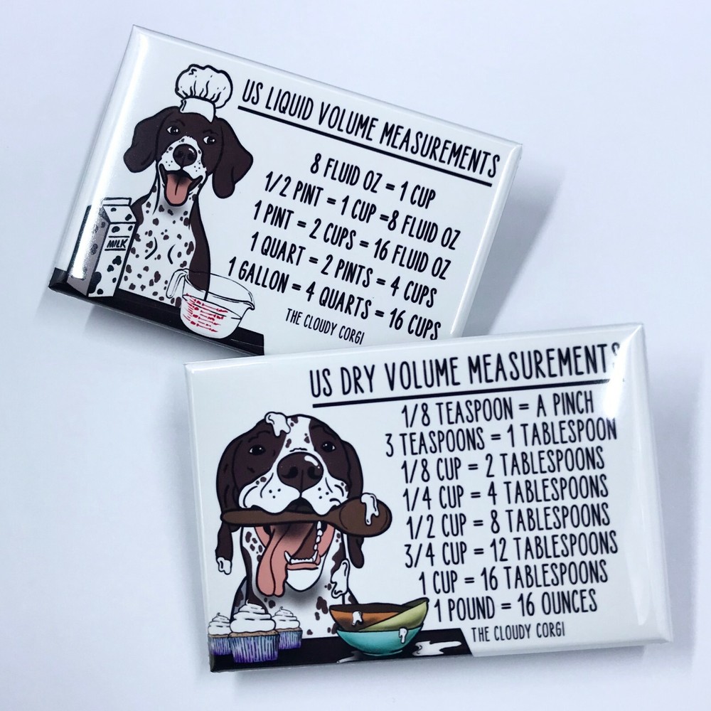 German Shorthaired Pointer Dog Measuring Magnets Kitchen Cooking Baking Charts