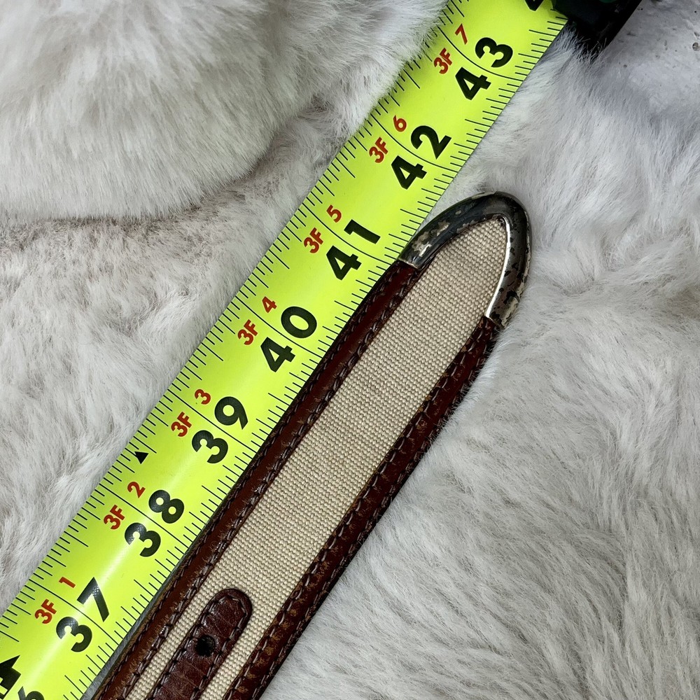 Leather Trim Twill Boho Belt Size 36