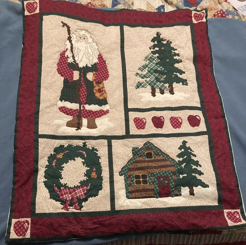Quilted Christmas Wall Hanging initial quilting done.