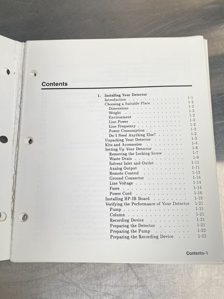 Hewlett Packard HP 1050 Variable Wavelength Detector - Users Guide / Manual