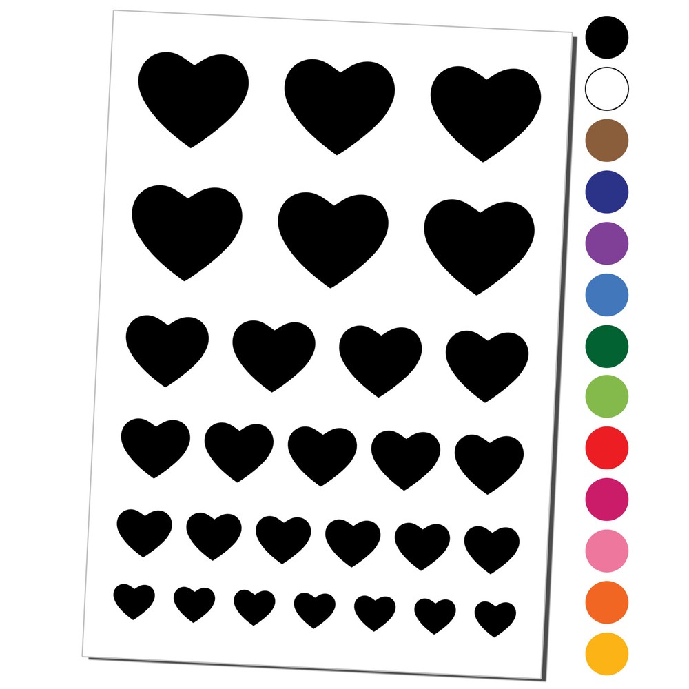Heart Solid Temporary Tattoo Water Resistant Set