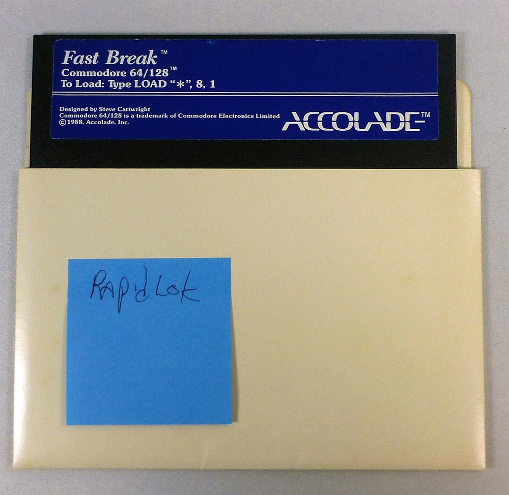 Commodore 64/128: FAST BREAK - C64 Original disk - TESTED - Accolade basketball