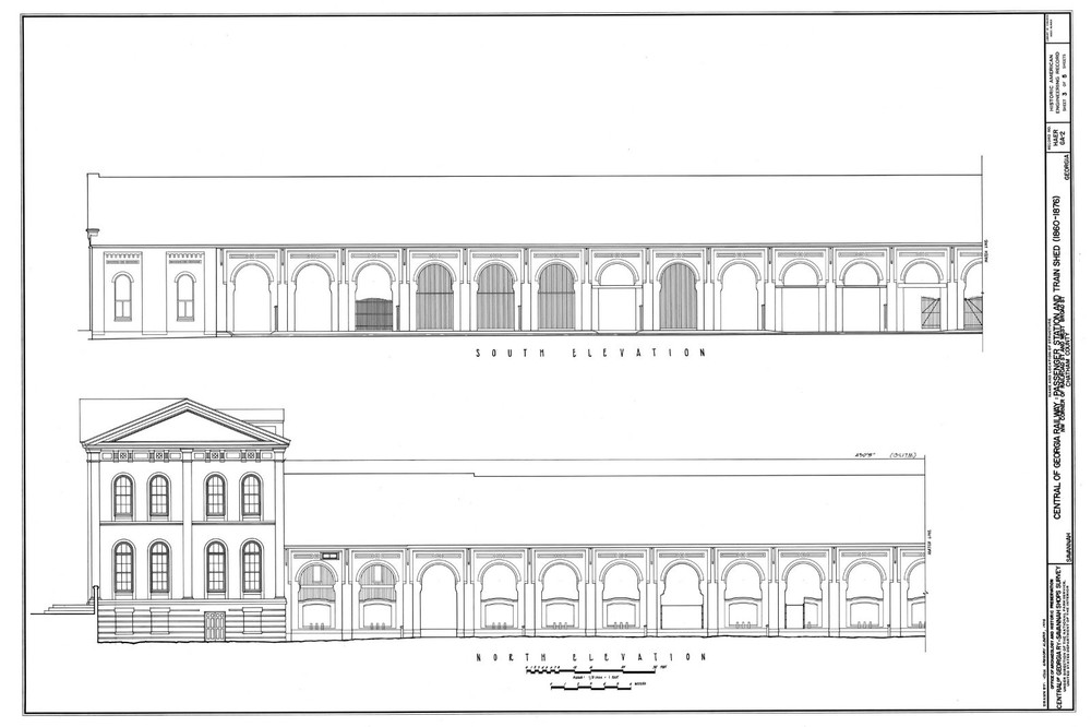Railway Train Shed, Central Station, Savannah, GA, printed plans