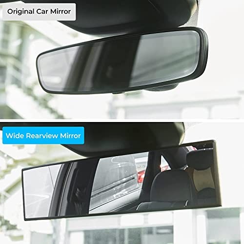 JOYTUTUS Rear View Mirror, Universal.8Inch Panoramic 1 Clear (Black frame)