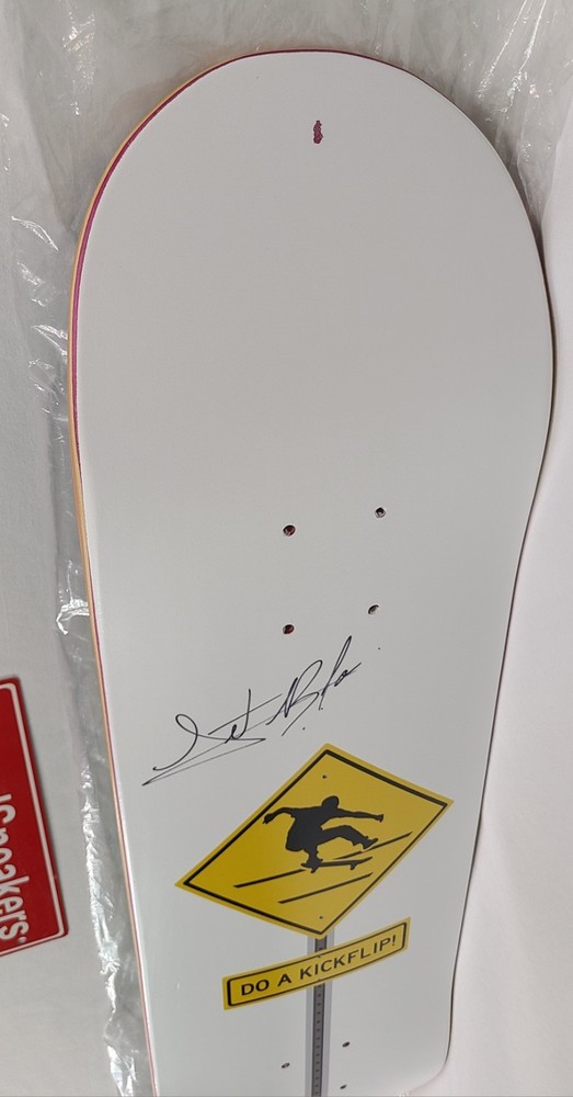 SIGNED Leticia Bufoni Do A Kickflip Skateboard Deck WHITE Berrics + Wall Hanger