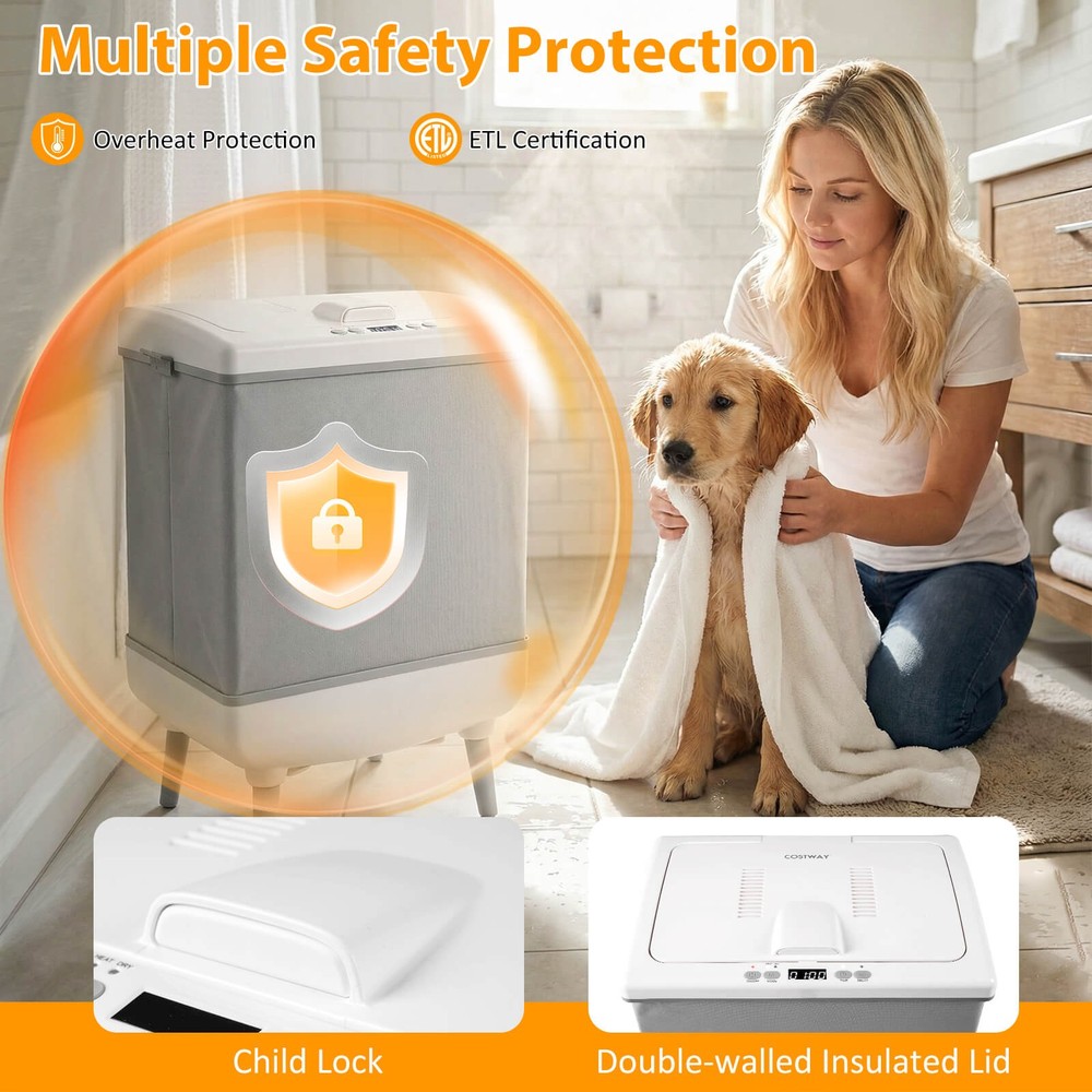 35L Large Blanket Warmer w/ Heating & Drying Modes, 24H Timer, Delay, Child Lock