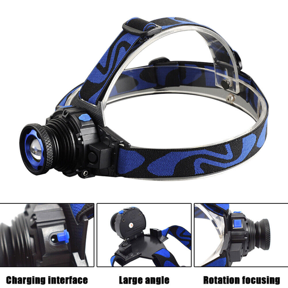 Blacklight UV LED Headlamp Flashlight Head Light+Build-in Rechargeable Battery
