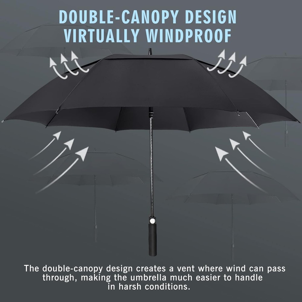Golf Umbrella Windproof, Extra Large Oversized Heavy Duty Double Canopy for R...