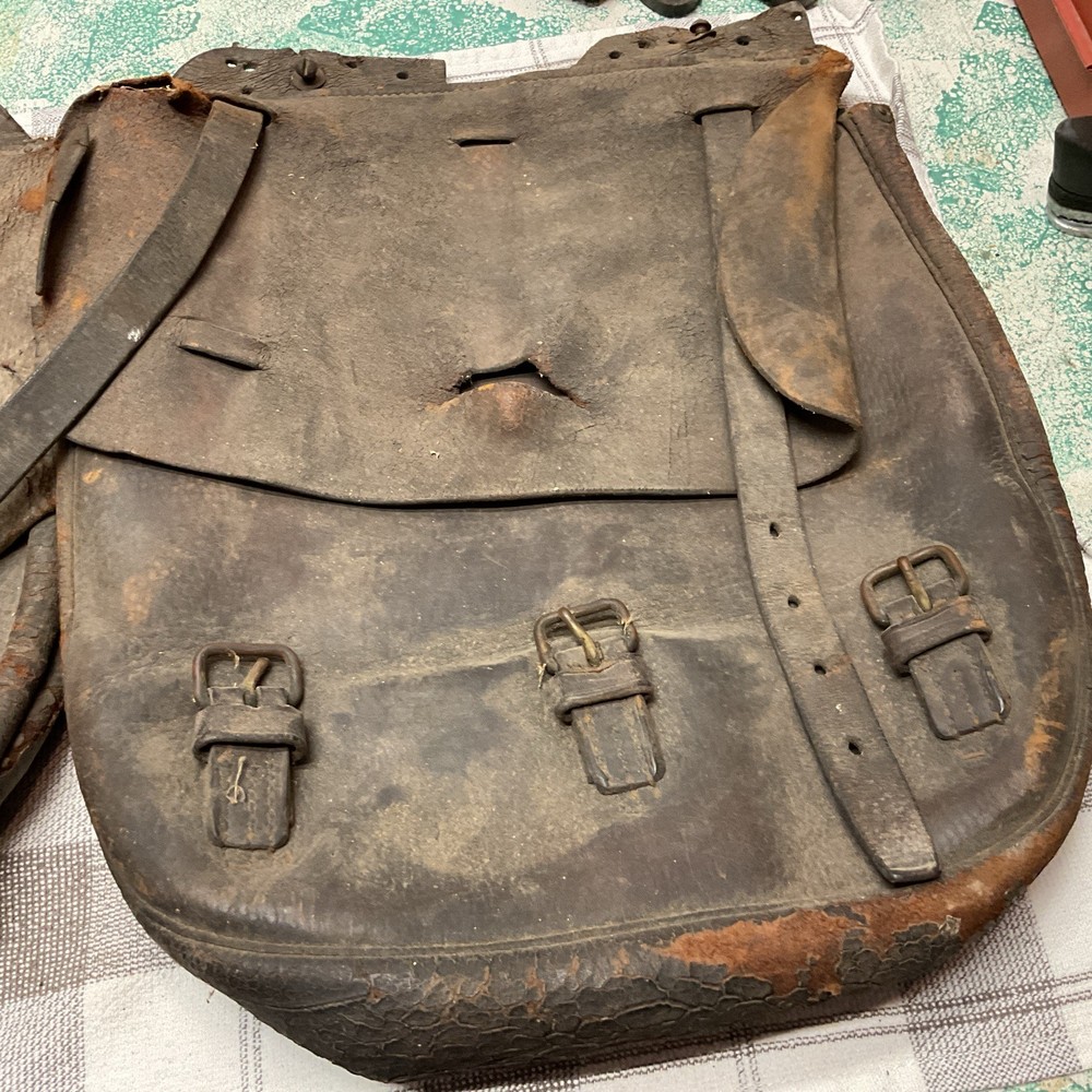 Vintage US Cavalry Saddle Bags Bad Condition