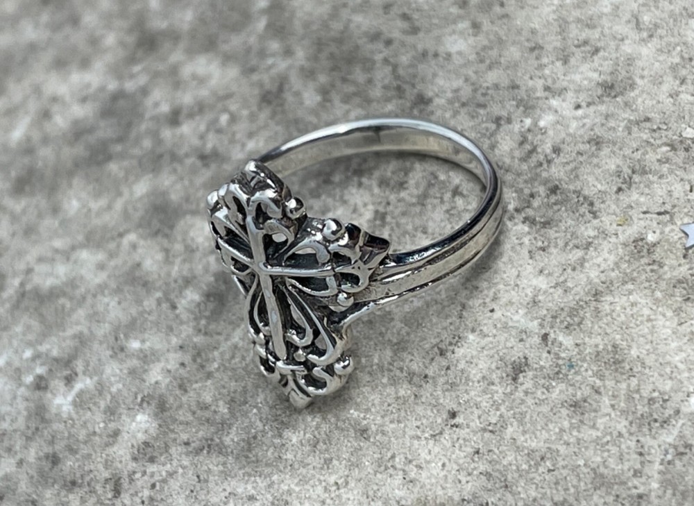 Sterling Silver Cross Ring, Victorian Ring