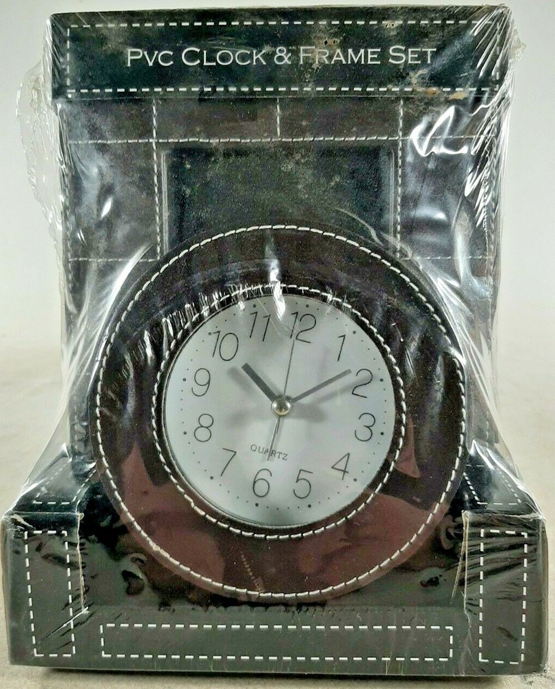 NEW Desktop Clock & Frame Set Black