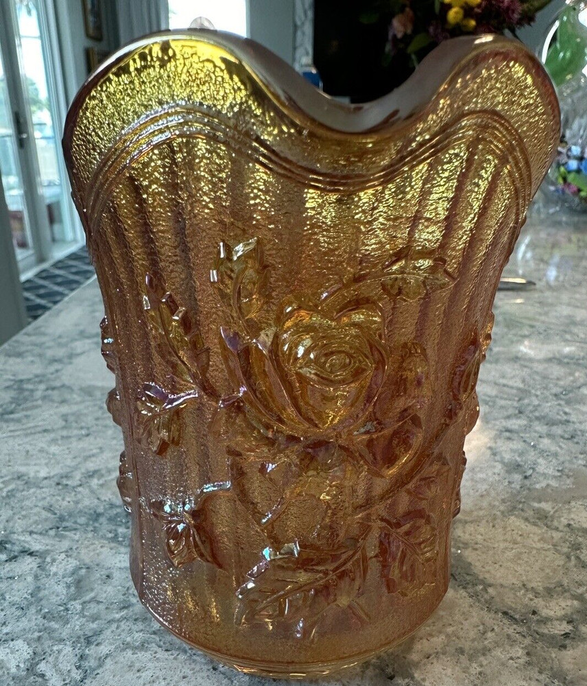 IMPERIAL CARNIVAL GLASS MARIGOLD LUSTER ROSE, PITCHER