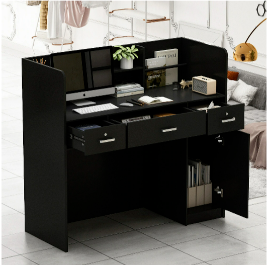 Desk Office Shelf Reception Counter Drawer Front Lockable Checkout Table Study