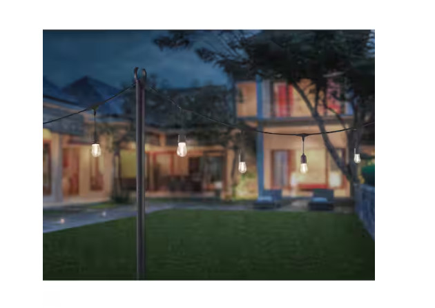 Hampton Bay 9.8 ft. String Light Pole in Black (1-Pack)