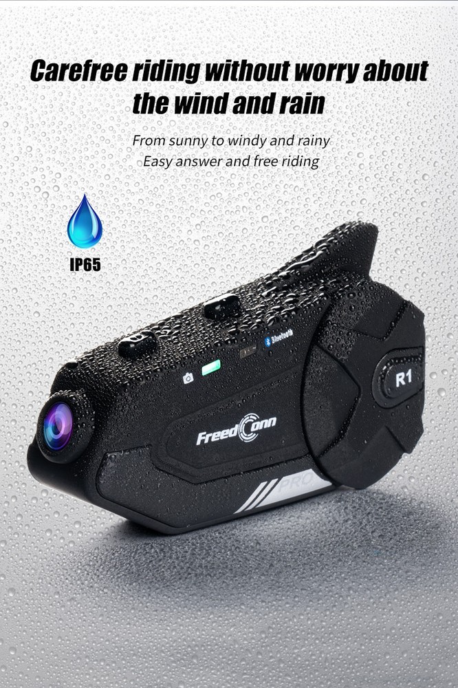 Motorcycle Bluetooth Intercom Headset with Camera Helmet Recorder 64G TF Card