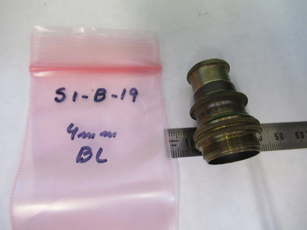 ANTIQUE BAUSCH LOMB BRASS OBJECTIVE 4mm MICROSCOPE PART AS PICTURED S1-B-19