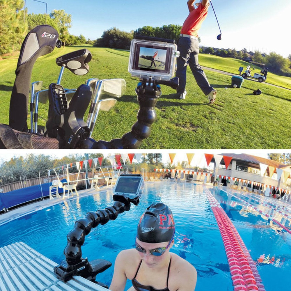 Gopro Camera Accessories Jaws Gooseneck Flex Clamp Mount + Adjustable Neck