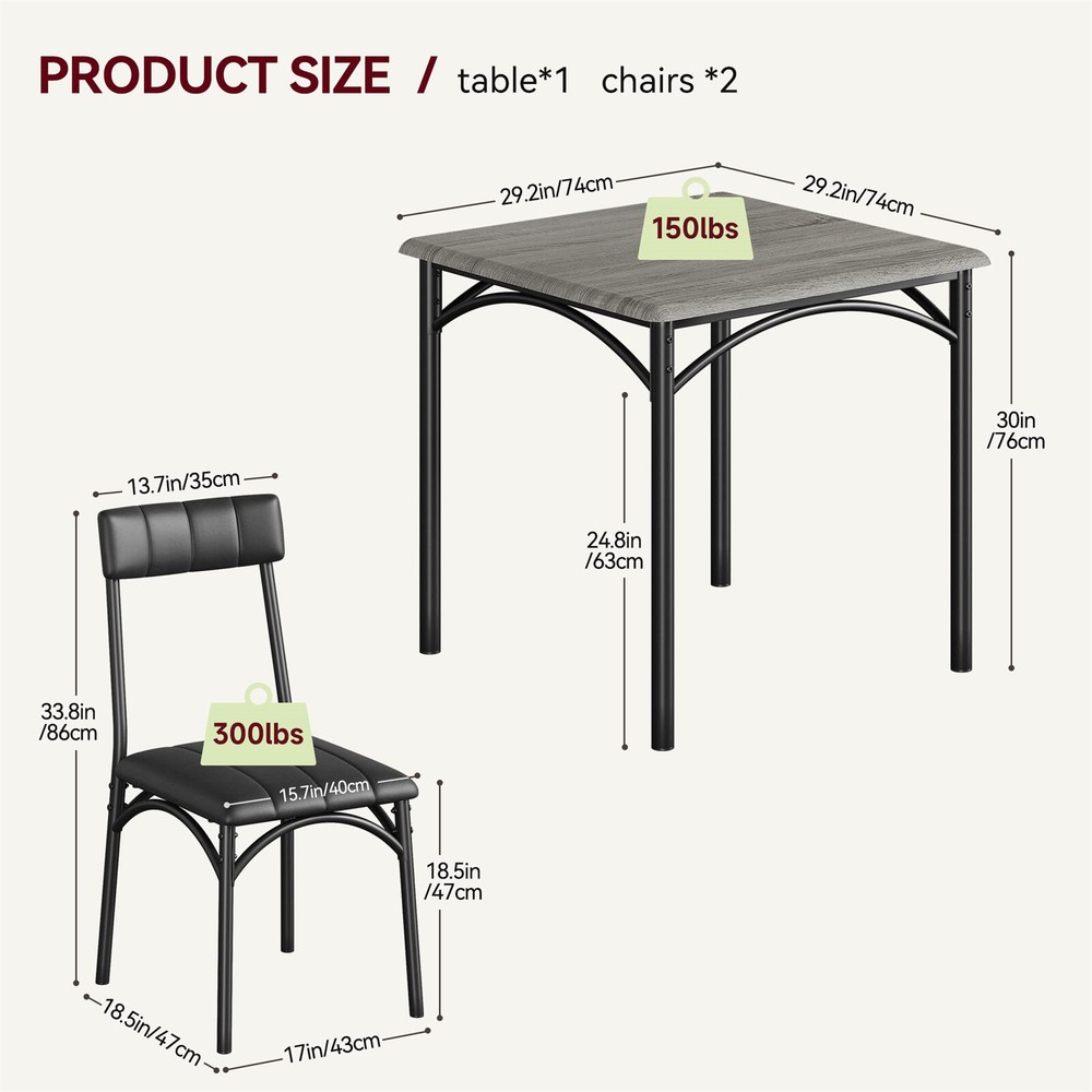 🔥Dining Table Set for 2 3-Piece Kitchen Table and Upholstered Chairs Apartment