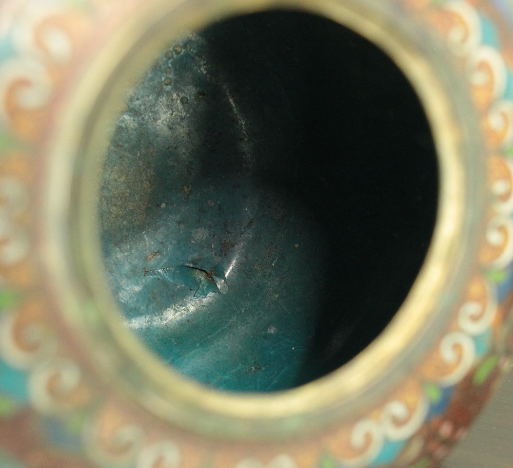 Cloisonne Phoenix and Chrysanthemum Pattern Three-legged Censer Incense Burner