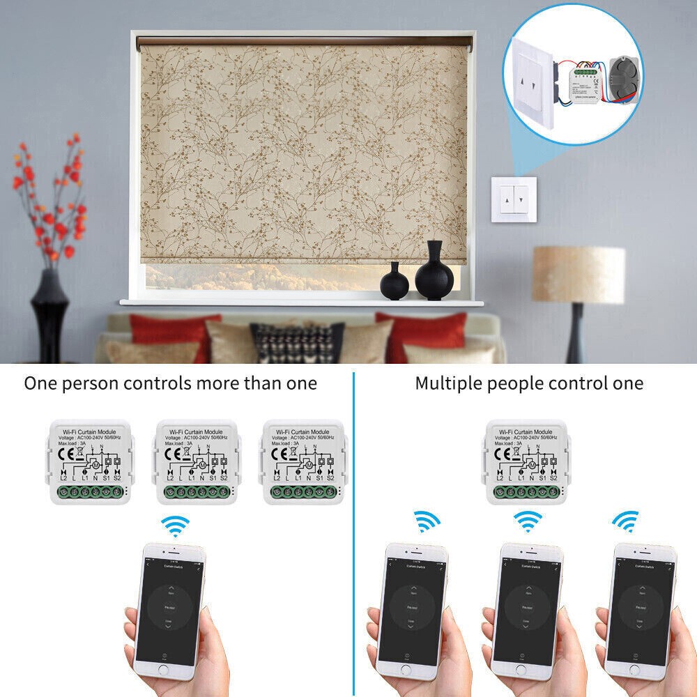 Smart WiFi Switch Curtain Blinds Module Roller Shutter Motor For Tuya Alexa US