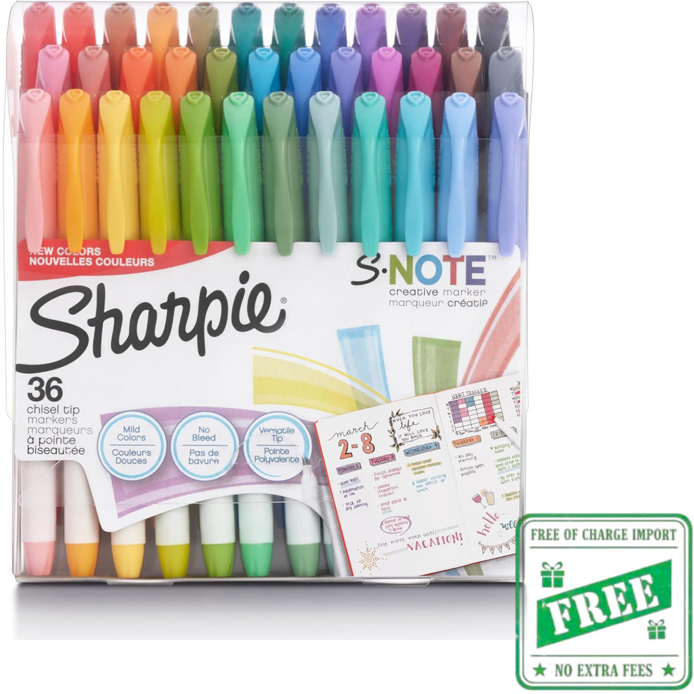 Sharpie S-Note Pastel Creative Markers Chisel Tip Assorted Colors 36 Ct Set Pack