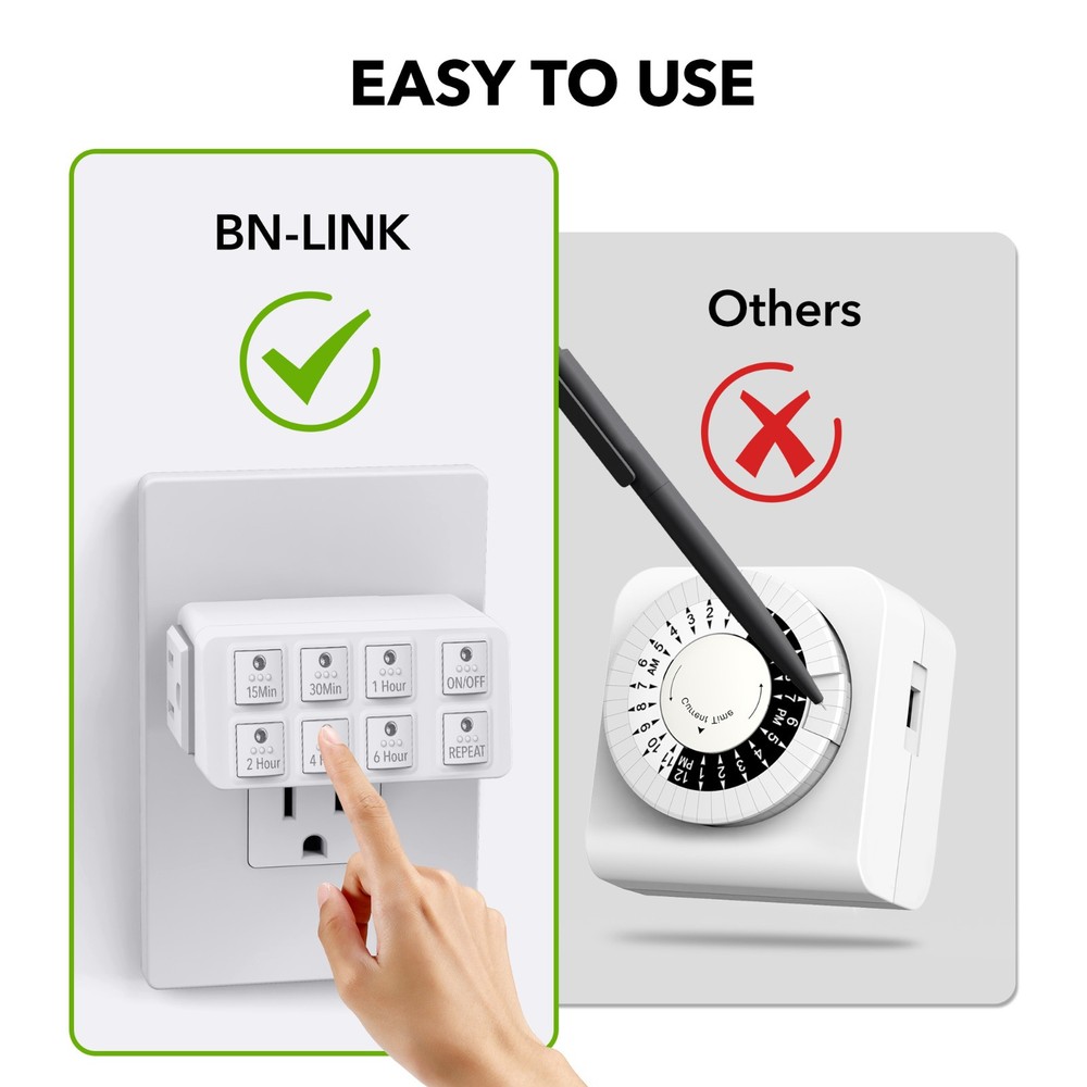 BN-LINK Indoor Countdown Timer with Repeat Function, Heavy Duty 15A/1875W