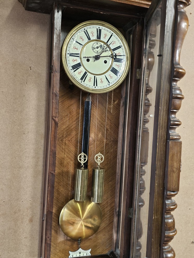 Large Walnut Twin Weight Vienna Wall Clock