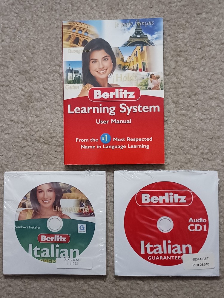OPEN BOX BERLITZ Italian Premier 8-CD Set Language Course Software w/User Manual