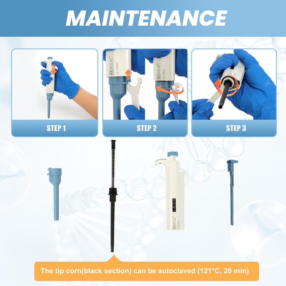 U.S. Solid Single Channel Pipette Adjustable Scientific Micropipette