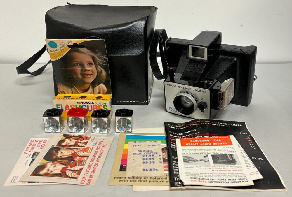 Polaroid Land Camera Super Colorpack - W/ Case, Documents, and Flashcubes