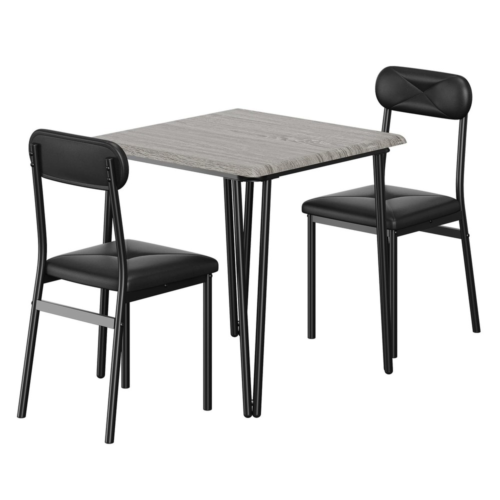 Space-Saving 3-Piece Dining/Kitchen Table Set for 2 W/2 Upholstered Chairs,Home
