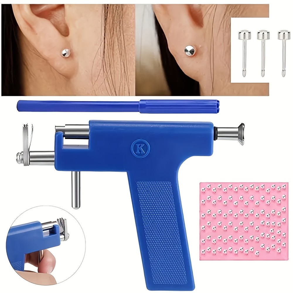 Ear Piercing Gun Kit - Self-Piercing Tool with Studs & Accessories for Home Use