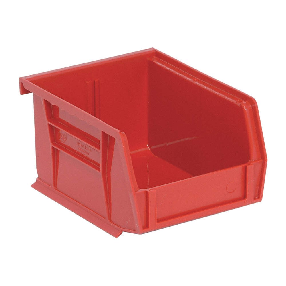 QUANTUM STORAGE SYSTEMS QUS210RD Hang and Stack Bin,Red,PP,3 in PK 10