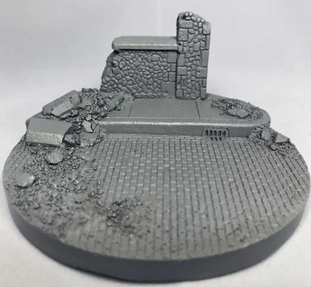 Figure Base Round with rubble 4" diameter Resin Base TW-35216