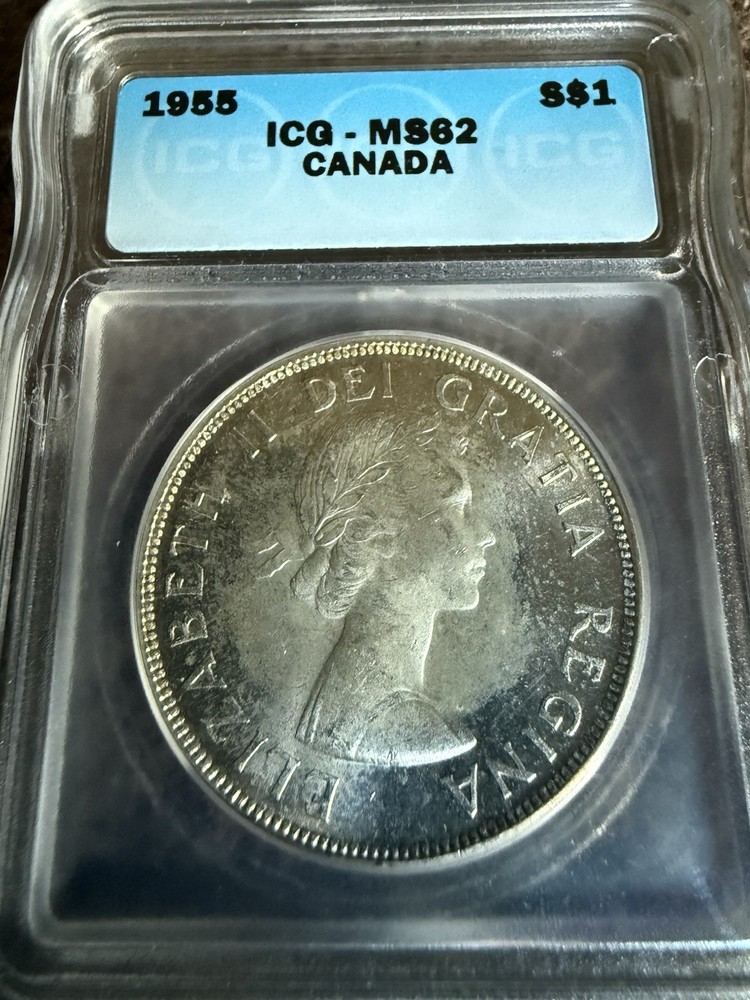 1955 canada silver dollar ICG MS 62
