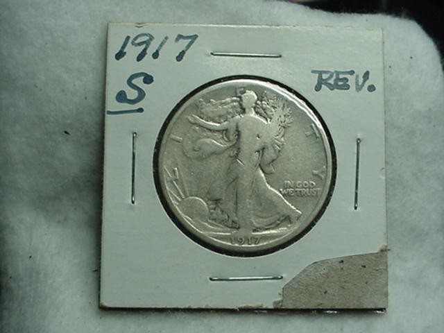 1917-S On Reverse Walking Liberty Half Dollar Cleaned