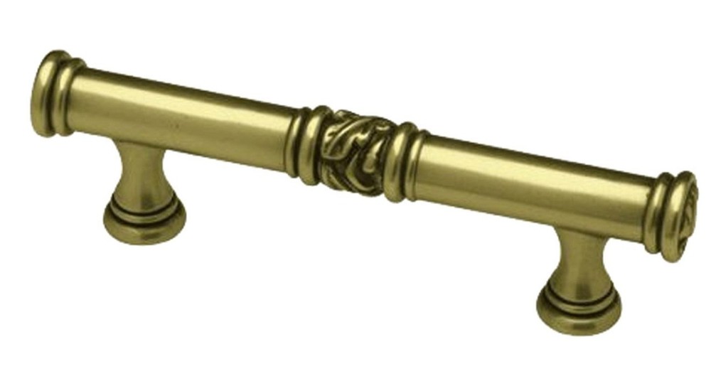 (12 Pack) 3" Victorian Leaf Pull Tumbled Antique Brass