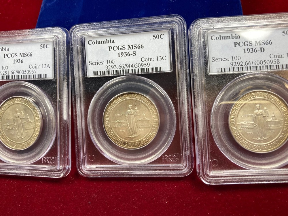 1936 Columbia Commemorative PDS set, PCGS MS66