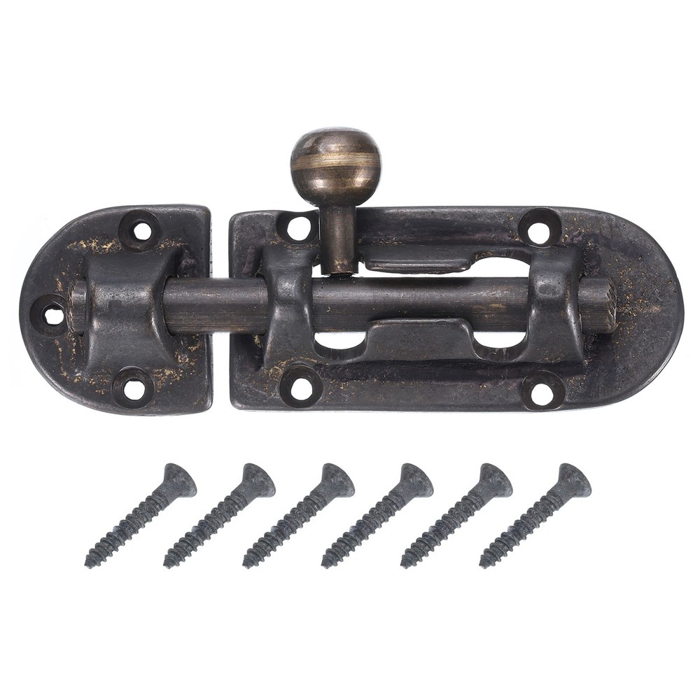 Copper Barrel Bolt Latch Solid Barrel Bolt Buckle Lock with Screws Black