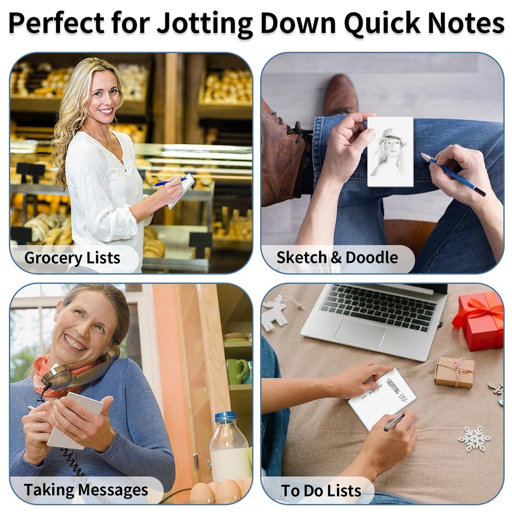 Hoiny Note Pads 3x5 In, 8 Pack Blank Notepad, White Scratch Pads for Writing,...