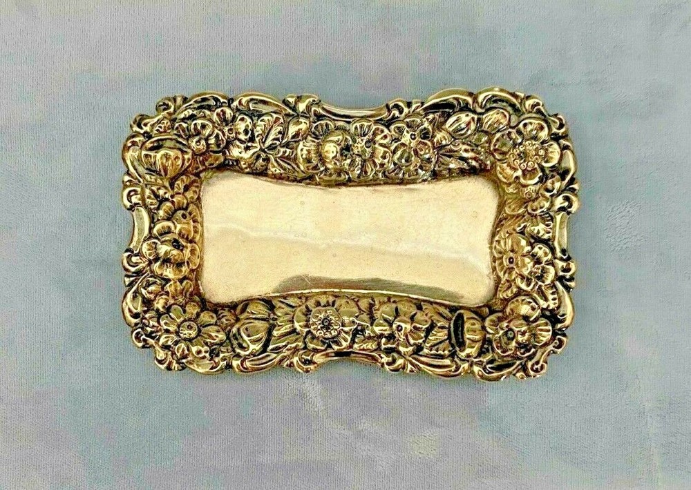 SIMMONS Shaped Sterling Silver Repousse 4" Tray
