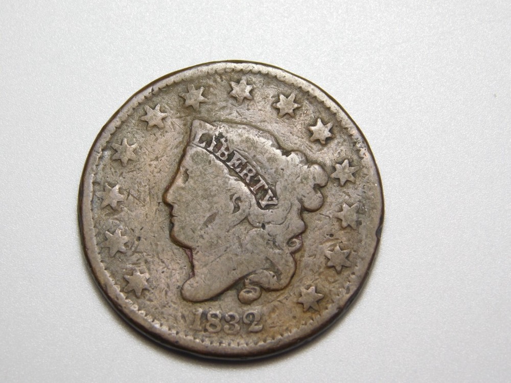 US COINS 1832 CORONET HEAD LARGE CENT