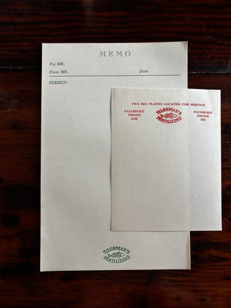 Tilghman Fertilizer Salisbury Pocomoke MD Memo & Note Pad Sheets One Each