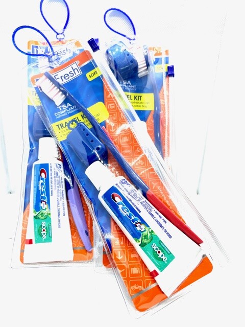 Toothpaste Crest & Toothbrush Set ( 3 Pack Travel size )