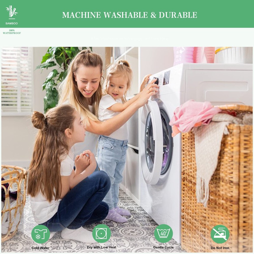 Waterproof Mattress Protector Queen Size Rayon from Bamboo Deep Pocket Mattre...