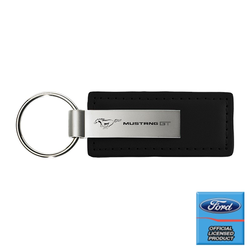 Mustang GT Black Leather Key Chain