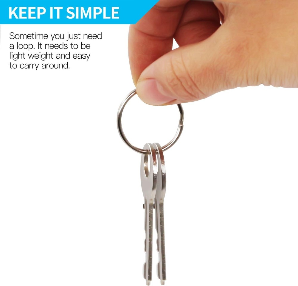 Prudance 100PCS Key Rings Metal Round Split Ring - Bulk Pack 100PCS, Silver
